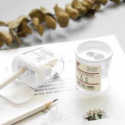 白色迷你透明雙孔鉛筆刨
