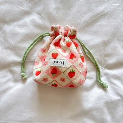 terry string pouch 筆袋(vintage strawberry)