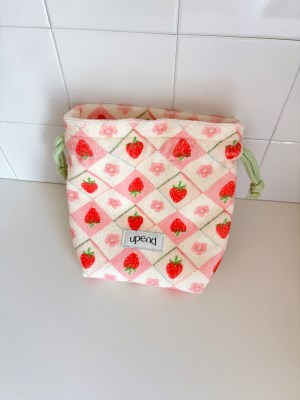 terry string pouch 筆袋（vintage strawberry）