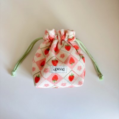 terry string pouch 筆袋（vintage strawberry）
