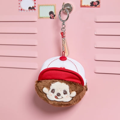 Monchhichi 棒球造型小袋鑰匙圈
