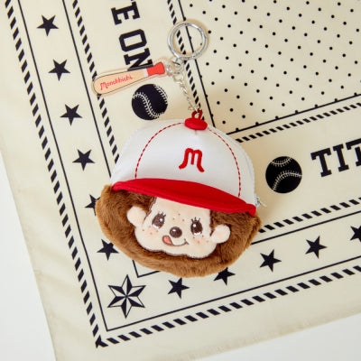 Monchhichi 棒球造型小袋鑰匙圈