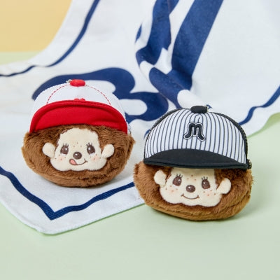Monchhichi 棒球造型小袋鑰匙圈