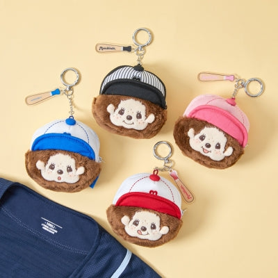 Monchhichi 棒球造型小袋鑰匙圈