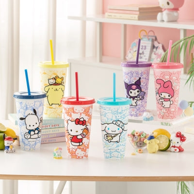 Sanrio 變色可重用冷飲杯 6件套