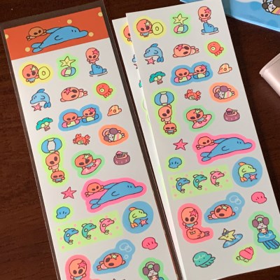 夏日螢光貼紙